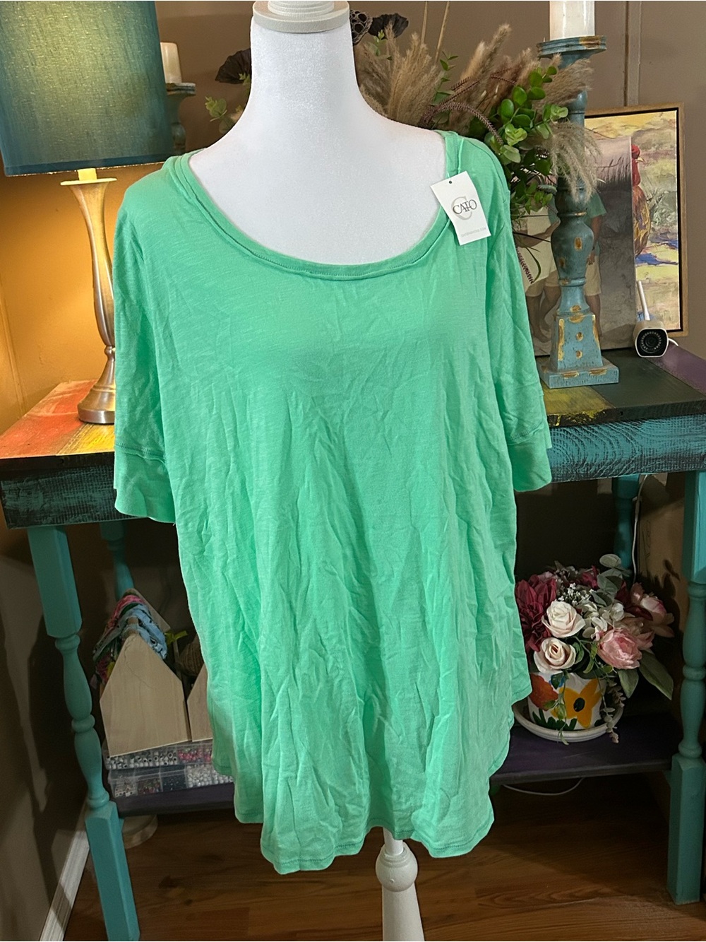 Cato Mint Green Scoop Neck Short Sleeve Tee